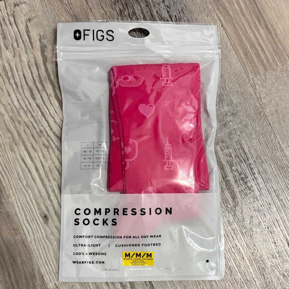 Figs pink medium compression socks